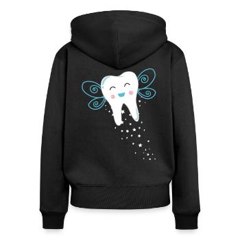 Assistante dentaire Cadeau Petite souris Pour dames - Sweat à capuche zippé Premium bio Femme - noir - Dos - Julia (174cm)
