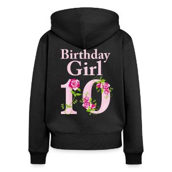 Anniversaire cadeau fille 10 ans - Sweat à capuche zippé Premium bio Femme - noir - Dos - Julia (174cm)