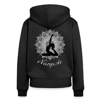 Yoga Namaste Mandala Geschenk Asanas Joga Pose - Frauen Premium Bio Zip Hoodie - Schwarz - Hinten - Julia (174cm)
