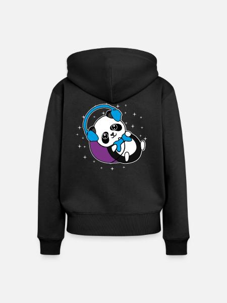 Panda Gamer Pandabär Zocker Geschenkidee - Frauen Premium Bio Zip Hoodie - Schwarz