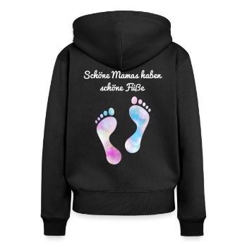 Fußpflege Pediküre Podologe Nagelstudio Geschenk - Frauen Premium Bio Zip Hoodie - Schwarz - Hinten - Julia (174cm)