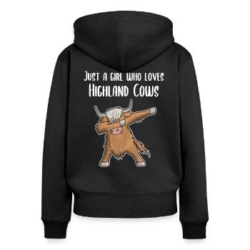 Dabbing Kuh Schottisches Hochlandrind Geschenk - Frauen Premium Bio Zip Hoodie - Schwarz - Hinten - Julia (174cm)