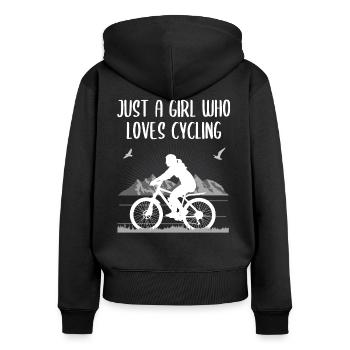 Cyclist cycling beautiful saying gift - Women's Premium Organic Zip Hoodie - black - Back - Julia (174cm)
