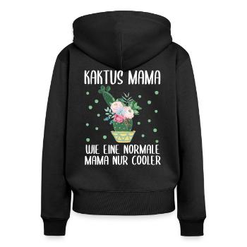 Kaktus Mama Spruch Sukkulent Mutter Geschenk - Frauen Premium Bio Zip Hoodie - Schwarz - Hinten - Julia (174cm)