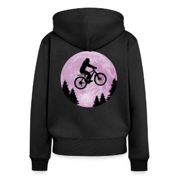 Cadeau pour une cycliste à vélo - Sweat à capuche zippé Premium bio Femme - noir - Dos - Julia (174cm)