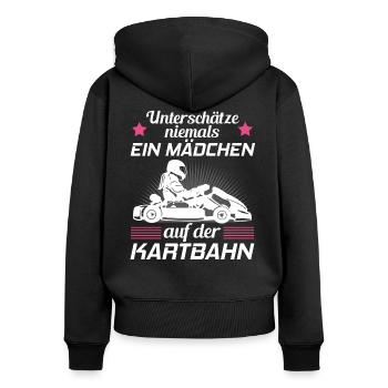 Kart Gokart Kartsport Kartfahrerin Damen Geschenk - Frauen Premium Bio Zip Hoodie - Schwarz - Hinten - Julia (174cm)
