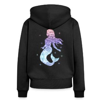 paillettes dames fille cadeau nixe - Sweat à capuche zippé Premium bio Femme - noir - Dos - Julia (174cm)