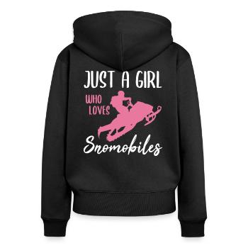 Motoneigiste motoneige cadeau dames filles - Sweat à capuche zippé Premium bio Femme - noir - Dos - Julia (174cm)