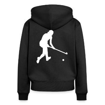 Hockey hockey de hockey cadeau de joueur équipe - Sweat à capuche zippé Premium bio Femme - noir - Dos - Julia (174cm)