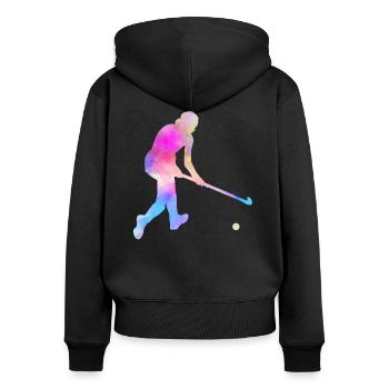 Hockey hockey de hockey cadeau de joueur équipe - Sweat à capuche zippé Premium bio Femme - noir - Dos - Julia (174cm)