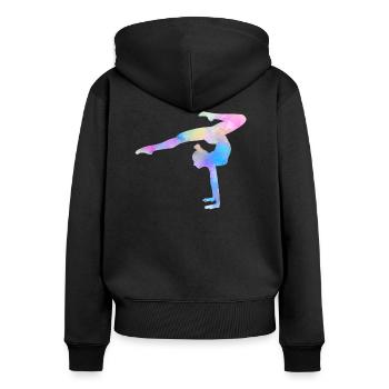 Gymnastique gymnastique cadeau dames Aquarelle - Sweat à capuche zippé Premium bio Femme - noir - Dos - Julia (174cm)