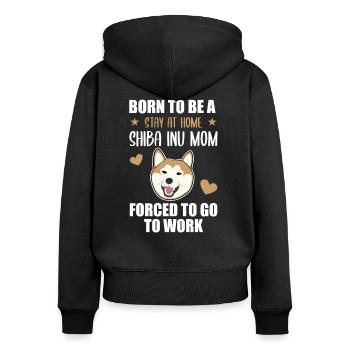 Shiba Inu Mama Spruch Hundeliebhaber Geschenk - Frauen Premium Bio Zip Hoodie - Schwarz - Hinten - Julia (174cm)