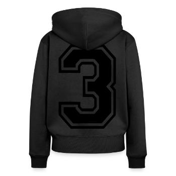 3 - Frauen Premium Bio Zip Hoodie - Schwarz - Hinten - Julia (174cm)