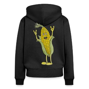 Matal Rock Maiskolben Mais Landwirt I love corn - Frauen Premium Bio Zip Hoodie - Schwarz - Hinten - Julia (174cm)