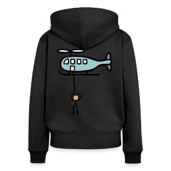 Abseilen Klettern am Hubschrauber - Frauen Premium Bio Zip Hoodie - Schwarz - Hinten - Julia (174cm)