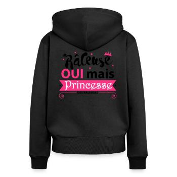 princesse des râleuses - Sweat à capuche zippé Premium bio Femme - noir - Dos - Julia (174cm)