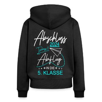 Abschluss 2024 Grundschule - Frauen Premium Bio Zip Hoodie - Schwarz - Hinten - Julia (174cm)