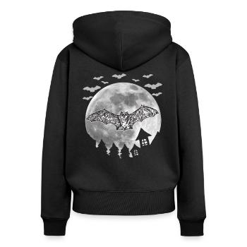 Fledermaus - Frauen Premium Bio Zip Hoodie - Schwarz - Hinten - Julia (174cm)
