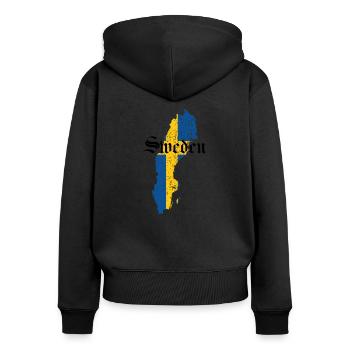 Suède cadeau suédois cadeau - Sweat à capuche zippé Premium bio Femme - noir - Dos - Julia (174cm)