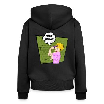 Family Manager Mama Cadeau - Sweat à capuche zippé Premium bio Femme - noir - Dos - Julia (174cm)