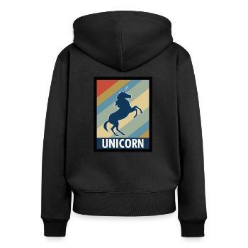 Mythisch Einhorn Unicorn Geschenk - Frauen Premium Bio Zip Hoodie - Schwarz - Hinten - Julia (174cm)
