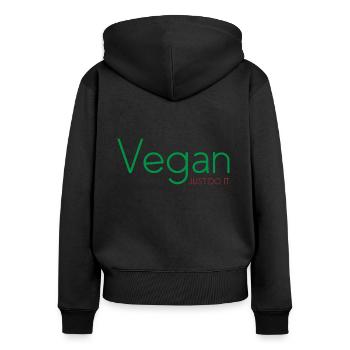 Végétalien dit sans viande cadeau Vegan - Sweat à capuche zippé Premium bio Femme - noir - Dos - Julia (174cm)