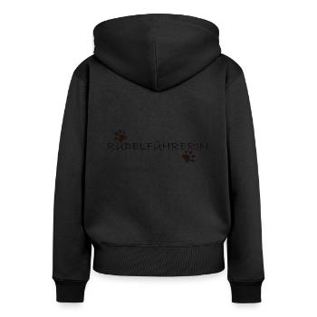 Rudelfuehrerin Hunde Spruch Hundehalter Geschenk - Frauen Premium Bio Zip Hoodie - Schwarz - Hinten - Julia (174cm)