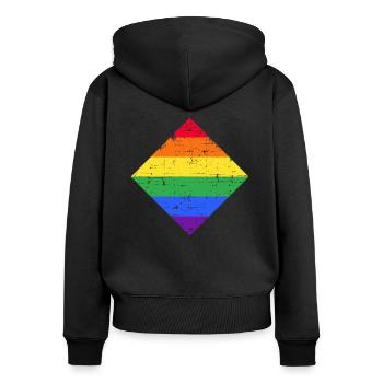 lgbt bunt Geschenk - Frauen Premium Bio Zip Hoodie - Schwarz - Hinten - Julia (174cm)