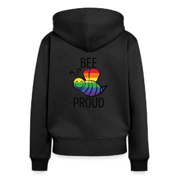 Bee Proud lgbt gift - Women's Premium Organic Zip Hoodie - black - Back - Julia (174cm)