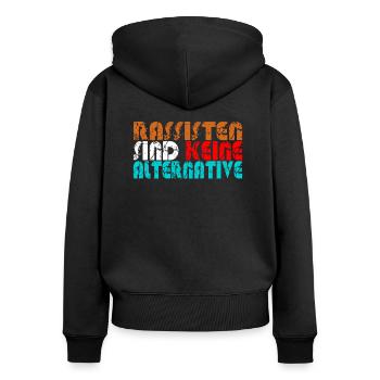 Alternative anti AFD contre la droite nazie - Sweat à capuche zippé Premium bio Femme - noir - Dos - Julia (174cm)