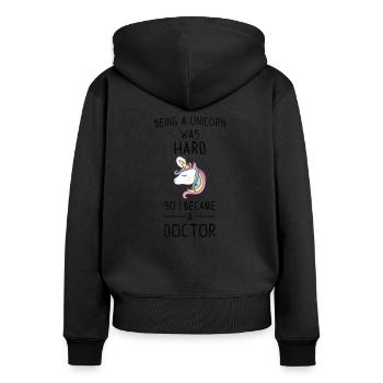 So i became a Doctor Phd Diplôme Cadeau - Sweat à capuche zippé Premium bio Femme - noir - Dos - Julia (174cm)