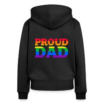 Proud Dad LGBT Geschenk - Frauen Premium Bio Zip Hoodie - Schwarz - Hinten - Julia (174cm)