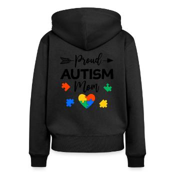 Proud Autism Mom Autisme Awareness Cadeau - Sweat à capuche zippé Premium bio Femme - noir - Dos - Julia (174cm)