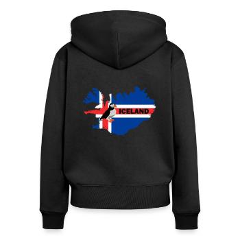 Icelandic flag Iceland Puffin Atlantic Puffin - Women's Premium Organic Zip Hoodie - black - Back - Julia (174cm)