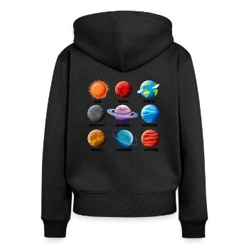 Planeten Art Kosmos Astronomie Space Rocket - Frauen Premium Bio Zip Hoodie - Schwarz - Hinten - Julia (174cm)