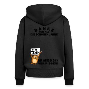 Danke werden dich vermissen zum Abschied Dein Team - Frauen Premium Bio Zip Hoodie - Schwarz - Hinten - Julia (174cm)