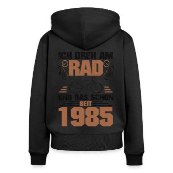 Radfahrer Geburtstag 1985 Drehe Am Rad Spruch - Frauen Premium Bio Zip Hoodie - Schwarz - Hinten - Julia (174cm)