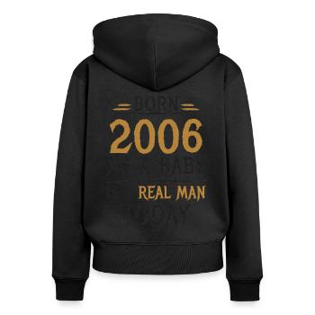 Geboren 2006 Geburtstag Richtiger Mann Männer - Frauen Premium Bio Zip Hoodie - Schwarz - Hinten - Julia (174cm)