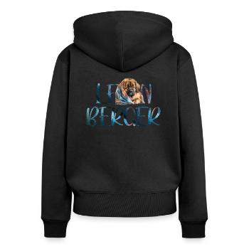Leonberger - Frauen Premium Bio Zip Hoodie - Schwarz - Hinten - Julia (174cm)