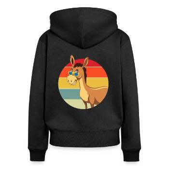 Esel, Esel Maultier, süßer Esel - Frauen Premium Bio Zip Hoodie - Schwarz - Hinten - Julia (174cm)