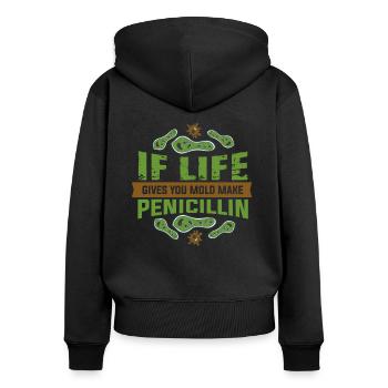 Biologie, Biologie Biologiste, Génétique, - Sweat à capuche zippé Premium bio Femme - noir - Dos - Julia (174cm)