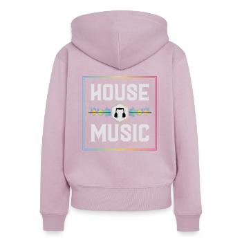 House music, House music Party, Rave, - Sweat à capuche zippé Premium bio Femme - rose poudré - Dos - Julia (174cm)