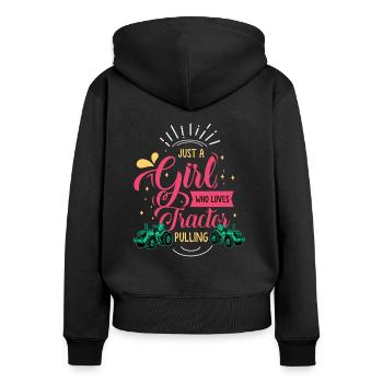 tractor pulling, tractor pulling, drag, - Women's Premium Organic Zip Hoodie - black - Back - Julia (174cm)