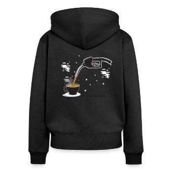Station-service, boutique de café de station-service, Diesel, - Sweat à capuche zippé Premium bio Femme - noir - Dos - Julia (174cm)