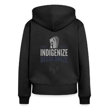 Autochtones indigènes d’Amérique, - Sweat à capuche zippé Premium bio Femme - noir - Dos - Julia (174cm)