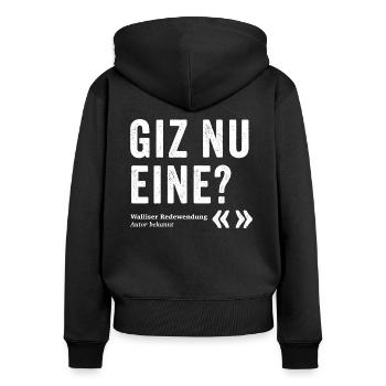 GIZ NU ONE? - Women's Premium Organic Zip Hoodie - black - Back - Julia (174cm)