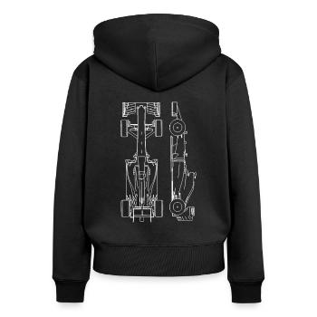 Plan de voiture de course - Sweat à capuche zippé Premium bio Femme - noir - Dos - Julia (174cm)