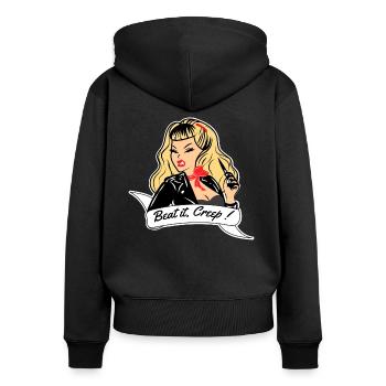 Creepy Wanda - Sweat à capuche zippé Premium bio Femme - noir - Dos - Julia (174cm)