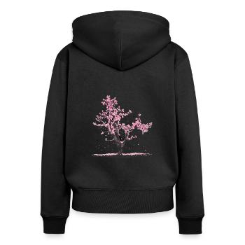 Japanese cherry blossom - Women's Premium Organic Zip Hoodie - black - Back - Julia (174cm)