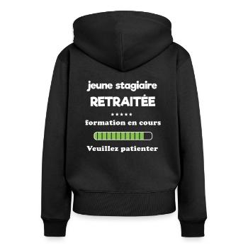 retraite pour femme - Sweat à capuche zippé Premium bio Femme - noir - Dos - Julia (174cm)